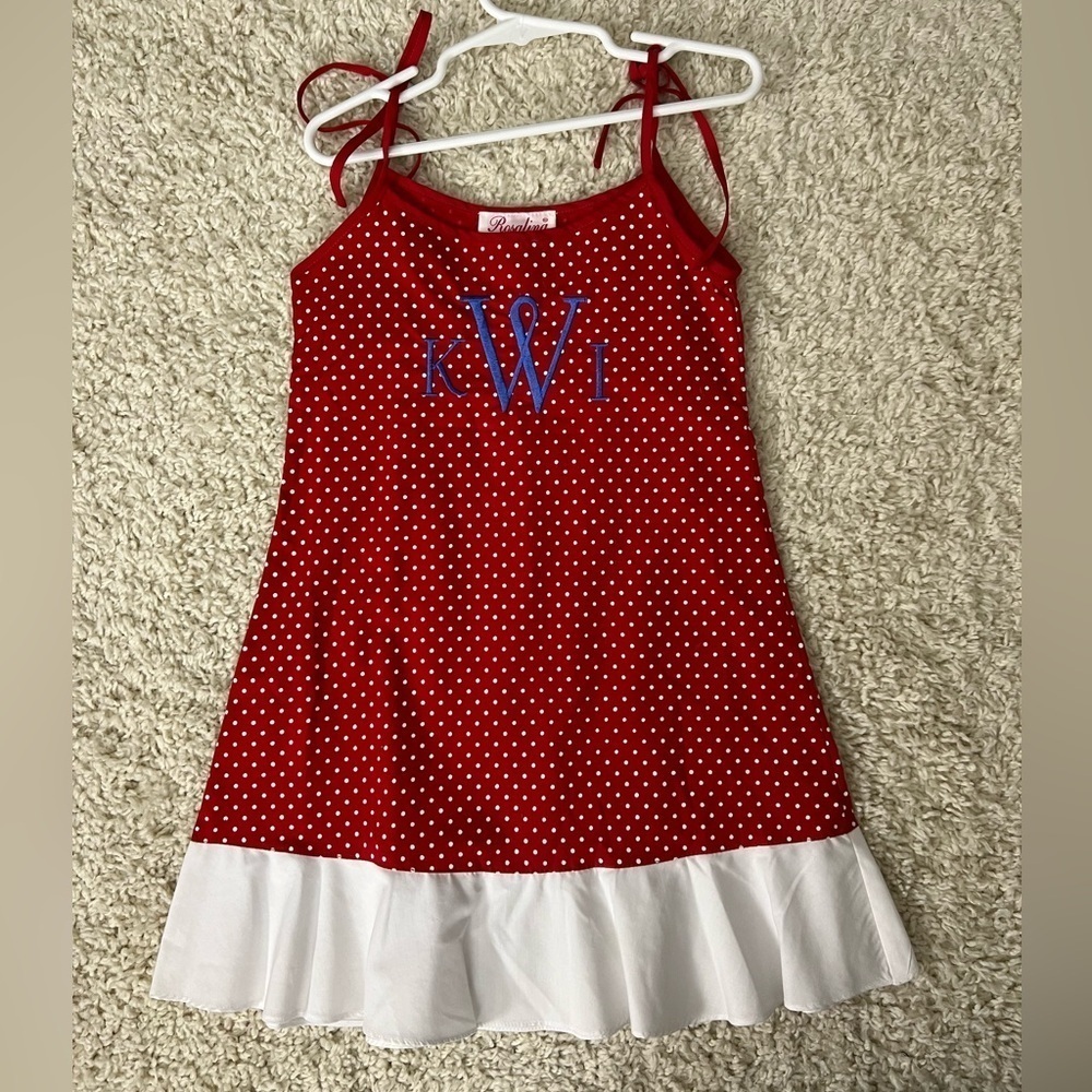 Girls 4T Red Polka Dot Dress with Embroidered Initials